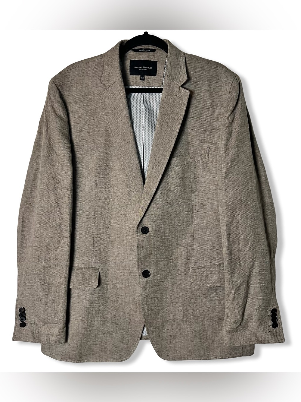 Banana Republic Tailored Fit Mens Tan Linen Blazer Sport Coat Sz 46R